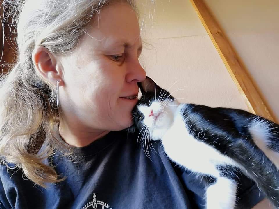 Yvonne with her cat